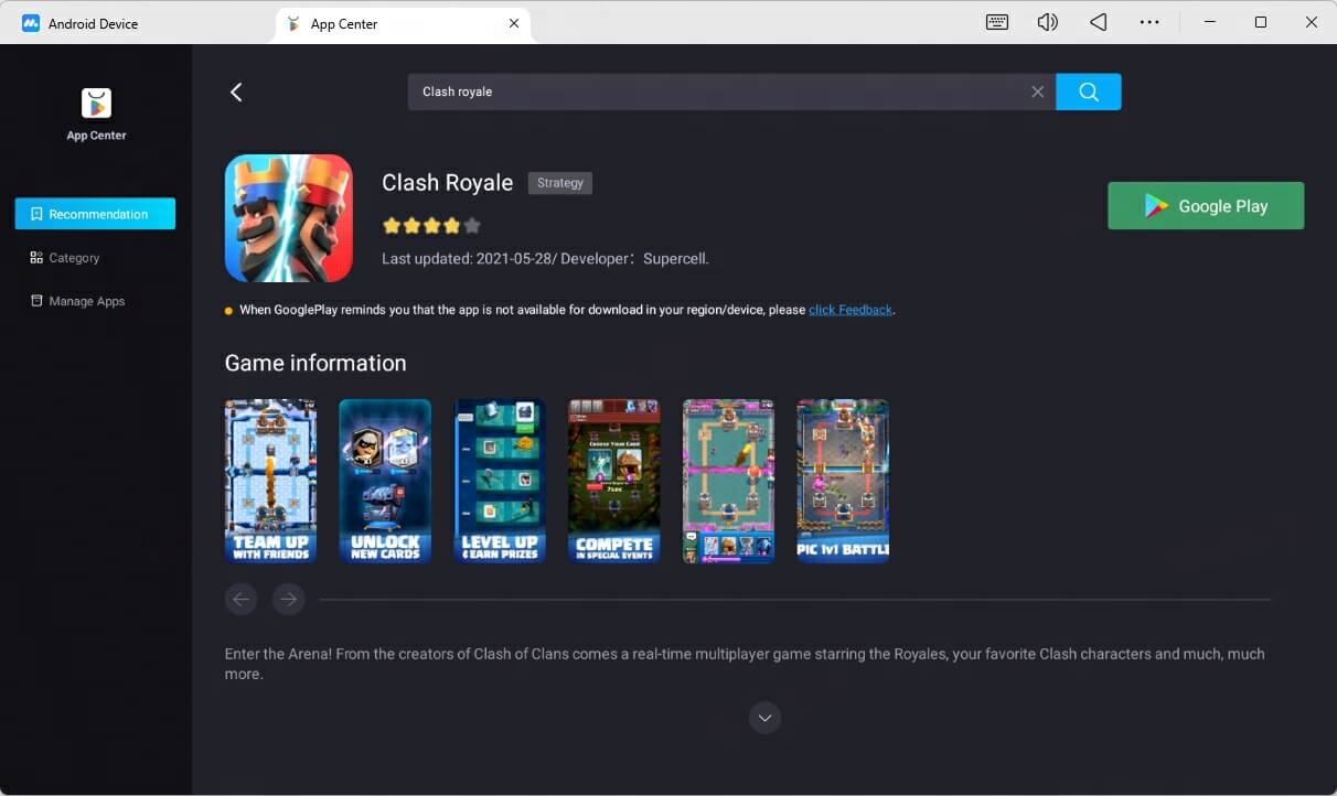 Play clash royale on PC or Mac with MuMuPlayer