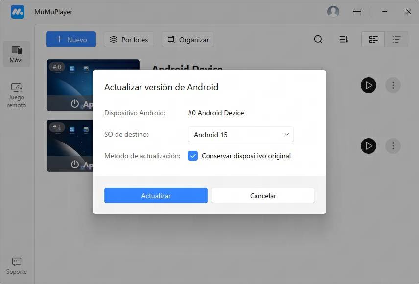 actualizar versión de Android en MuMuPlayer